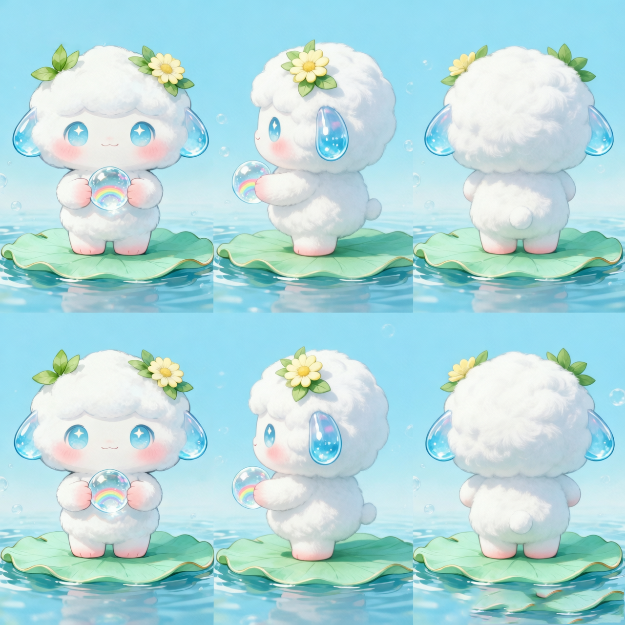 Cloudy Lamb Collectible — Crystal Drop Ears & Rainbow Bubble