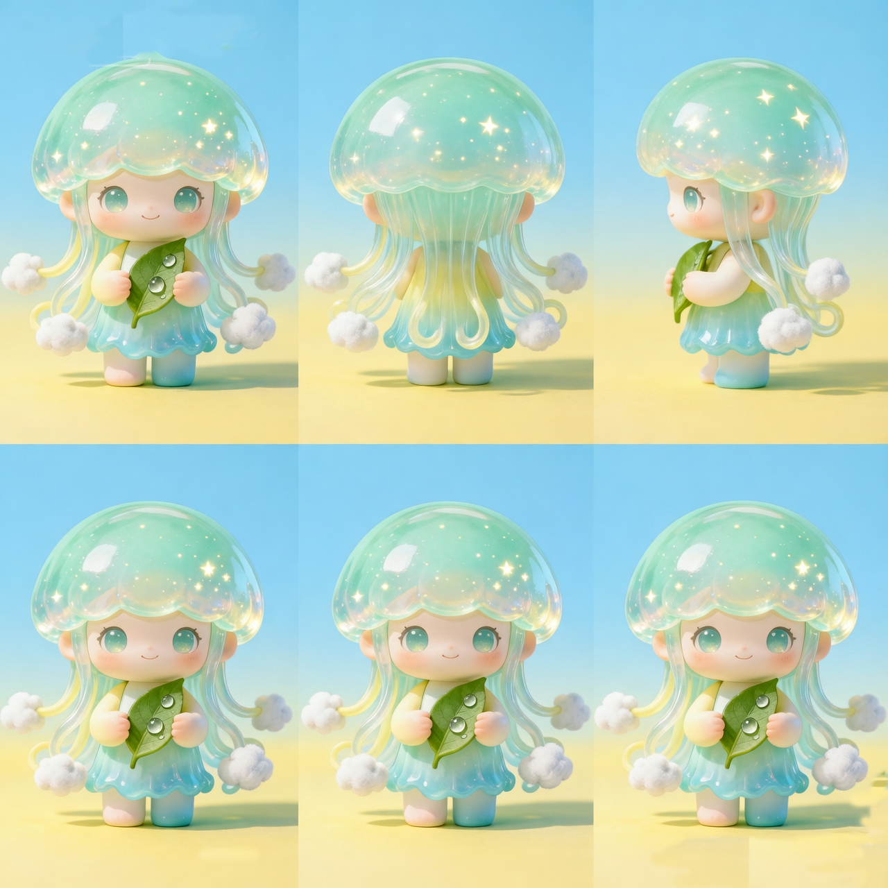 Aurora Jelly Cloud Figurine — Sparkle Dome Hair & Puffy Clouds