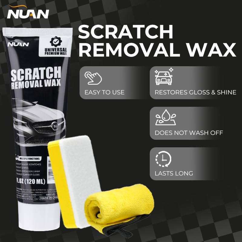 ✨✨ REBYIPO® 2026 All-New Upgraded Car Scratch Repair Wax — Includes Application Sponge and Towel🔥🔥