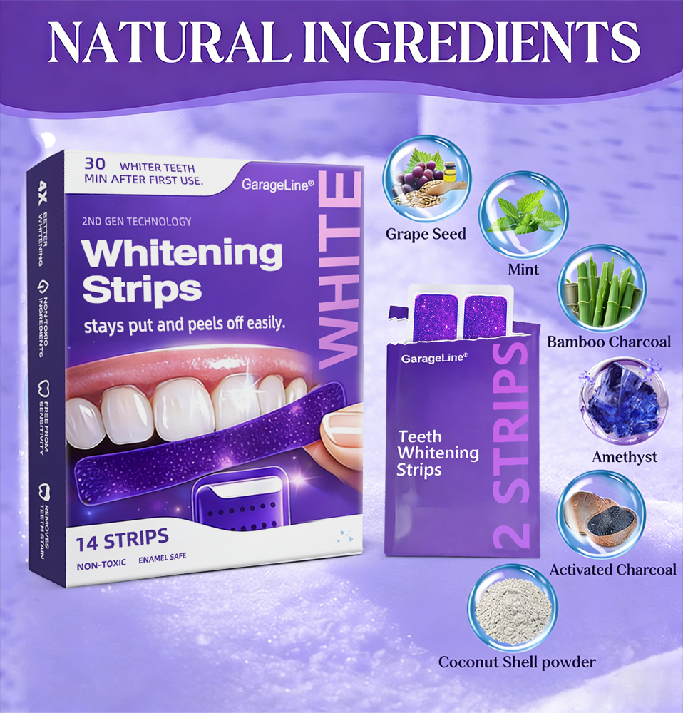 Official Store |🦷GarageLine® Nano-Hydroxyapatite Purple Whitening Strips - Professional Enamel Care & Brightening