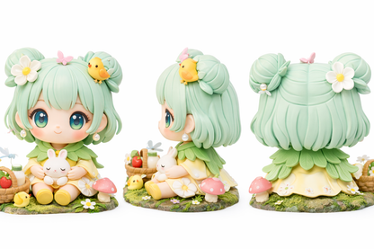 Mint Hair Flower Girl Collectible Doll — Rainbow Pond Scene