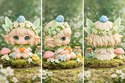 Spring Fairy Elf Doll with Leaf Wings & Bird — Garden Edition