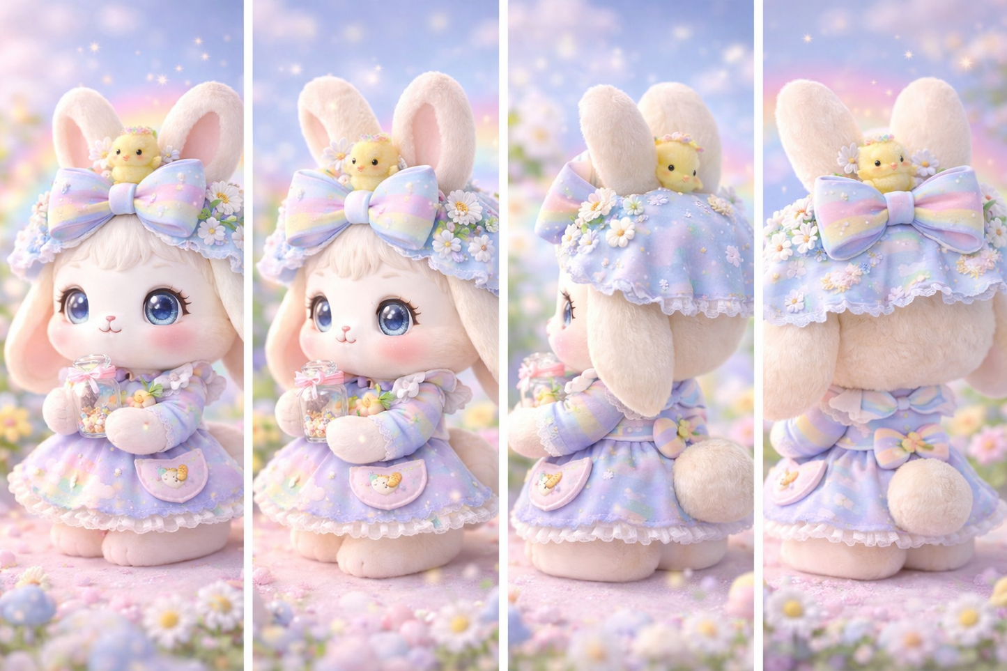 Happy Bunny Plush — Rainbow Bow & Daisy Dress Collectible
