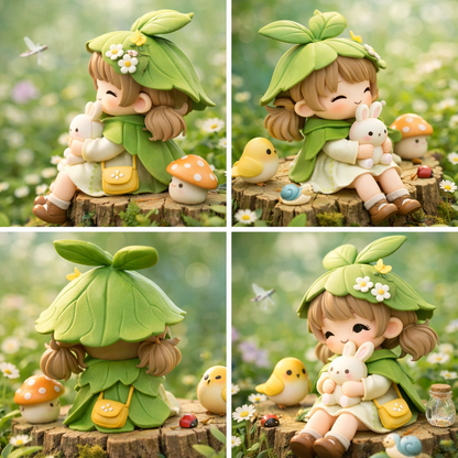 Meadow Forest Spirit Figure — Tree Stump Diorama Ornament