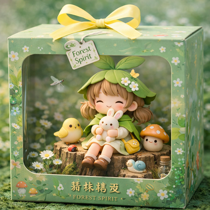 Meadow Forest Spirit Figure — Tree Stump Diorama Ornament