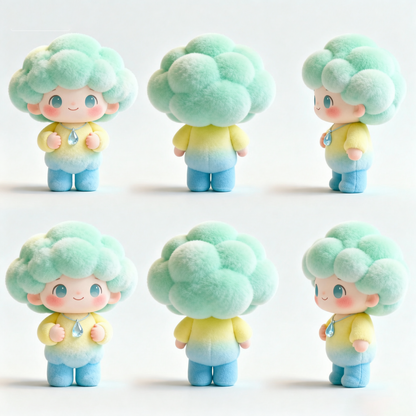 Mint Cloud Hair Plush Figurine — Sky Cloud Keepsake Box