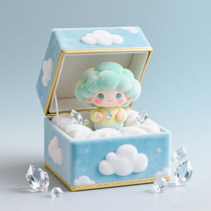 Mint Cloud Hair Plush Figurine — Sky Cloud Keepsake Box