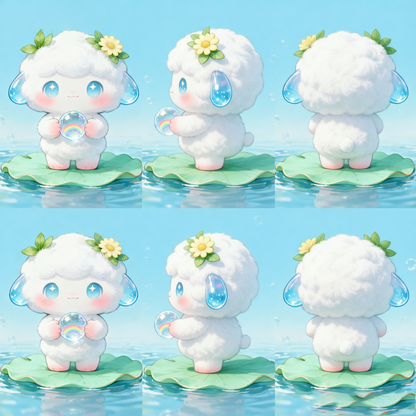Cloudy Lamb Collectible — Crystal Drop Ears & Rainbow Bubble