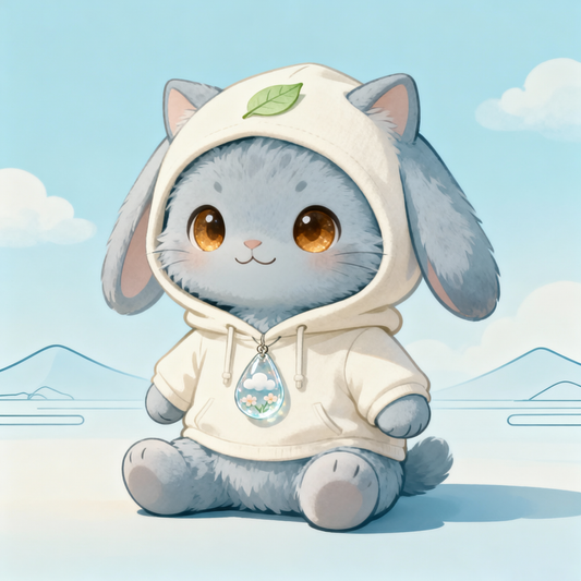 Cloud Dewdrop Hoodie Bunny — Collector Plush with Velvet Box