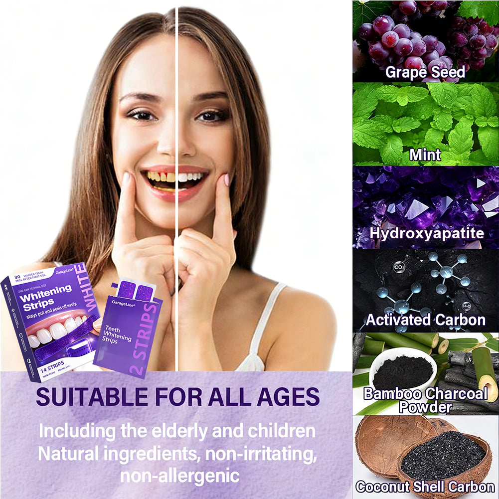 Official Store |🦷GarageLine® Nano-Hydroxyapatite Purple Whitening Strips - Professional Enamel Care & Brightening