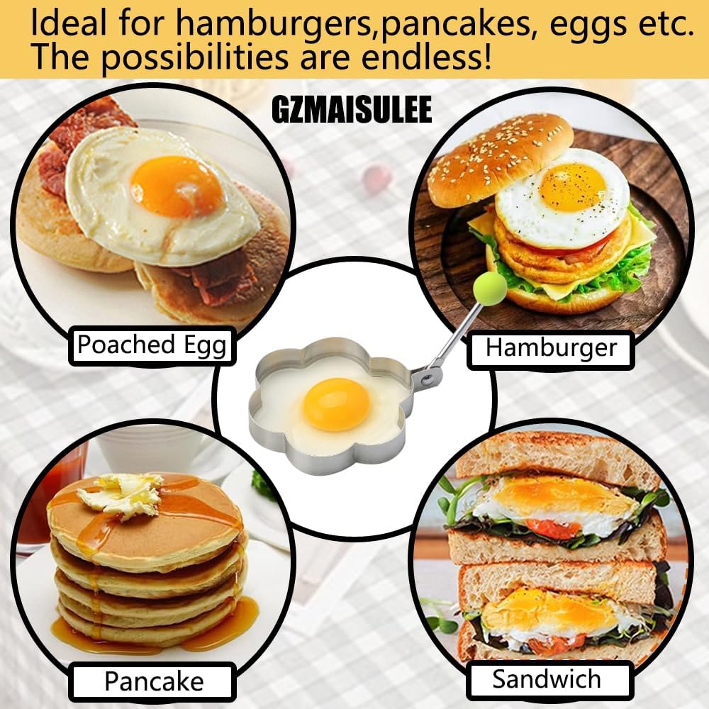 🍳 5-Piece Stainless Steel Fried Egg Mold Set — Suitable for Frying and Cooking✨✨