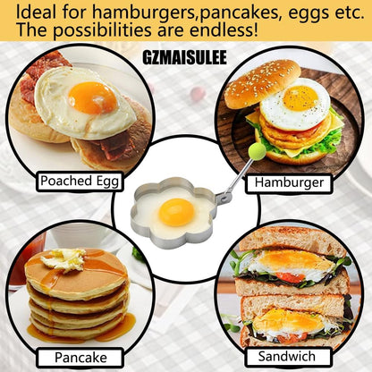 🍳 5-Piece Stainless Steel Fried Egg Mold Set — Suitable for Frying and Cooking✨✨