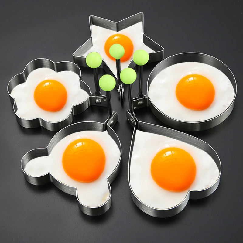 🍳 5-Piece Stainless Steel Fried Egg Mold Set — Suitable for Frying and Cooking✨✨
