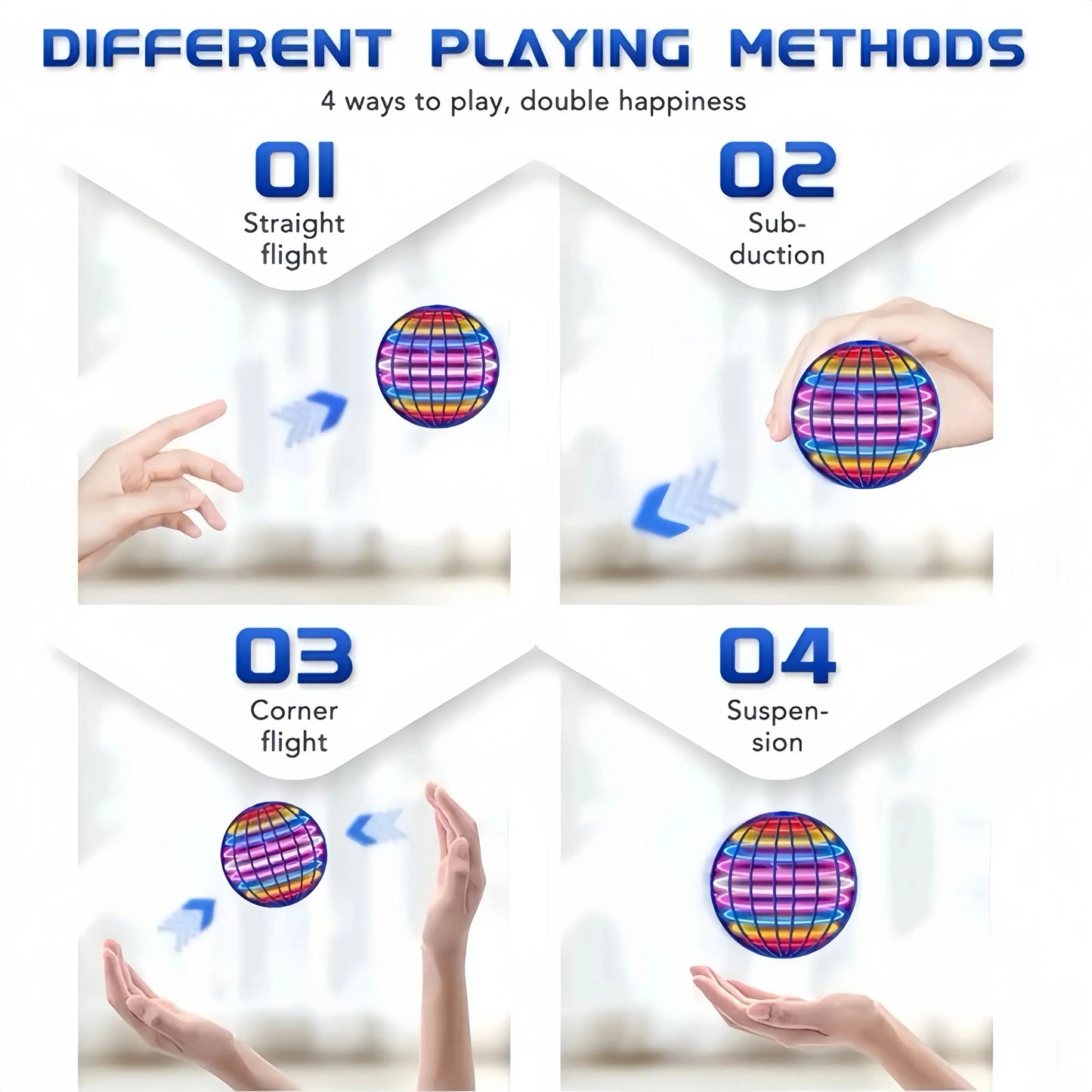 🌏  Flying Boomerang 𝐔𝐅𝐎 Spinner – Hand-Controlled 360° LED Hover Ball