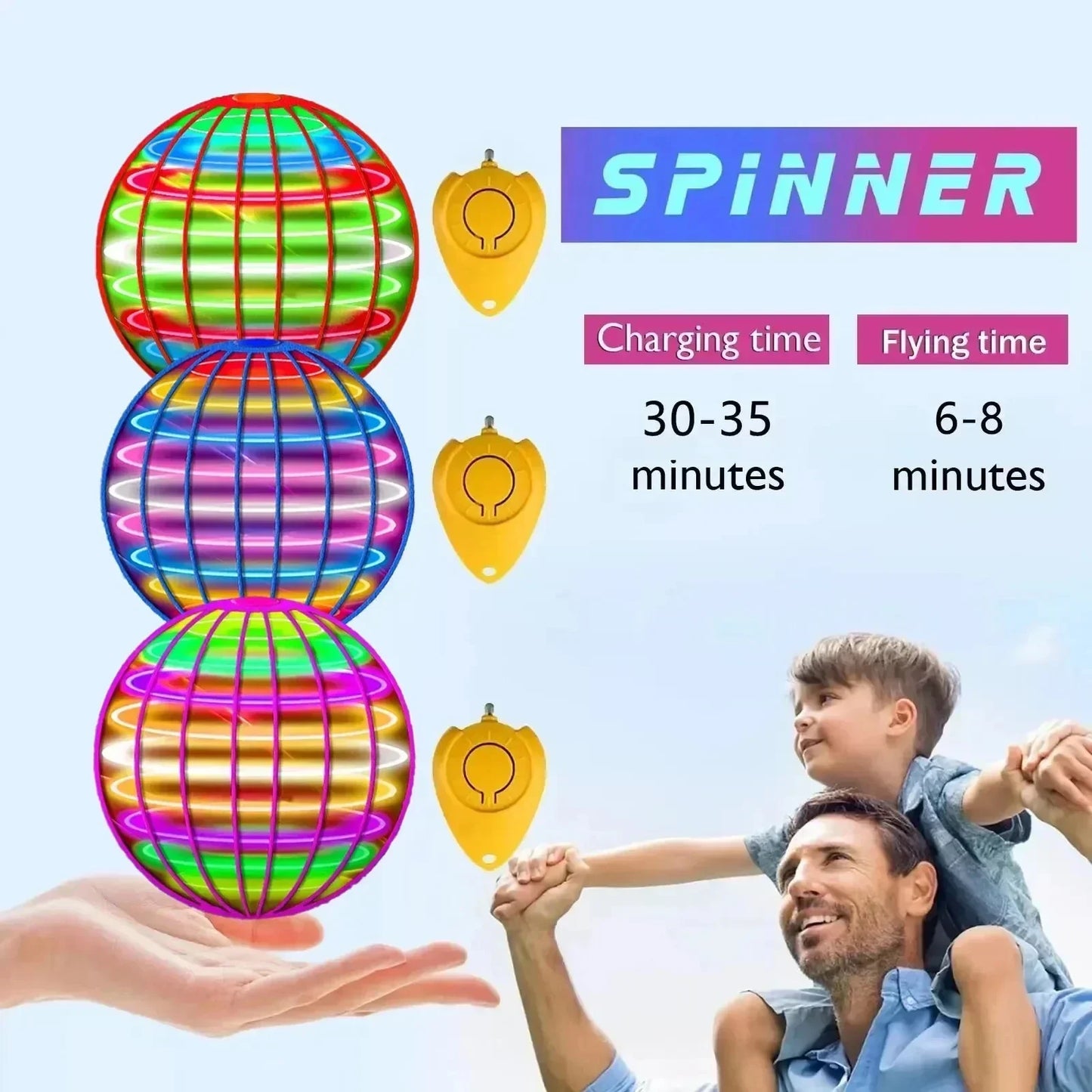 🌏  Flying Boomerang 𝐔𝐅𝐎 Spinner – Hand-Controlled 360° LED Hover Ball