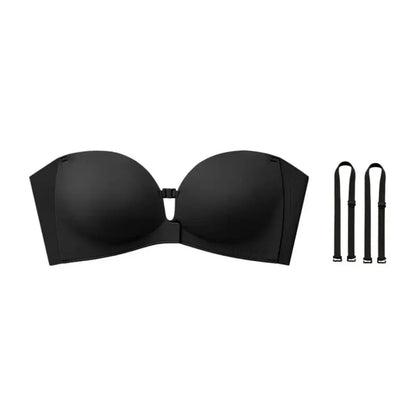 🎀 BQODQO® Invisible Lift Strapless Bra – Front-Closure Push-Up Support with Anti-Slip Grip
