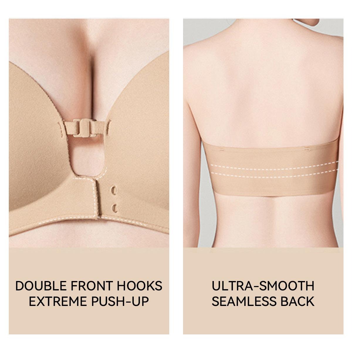 🎀 BQODQO® Invisible Lift Strapless Bra – Front-Closure Push-Up Support with Anti-Slip Grip