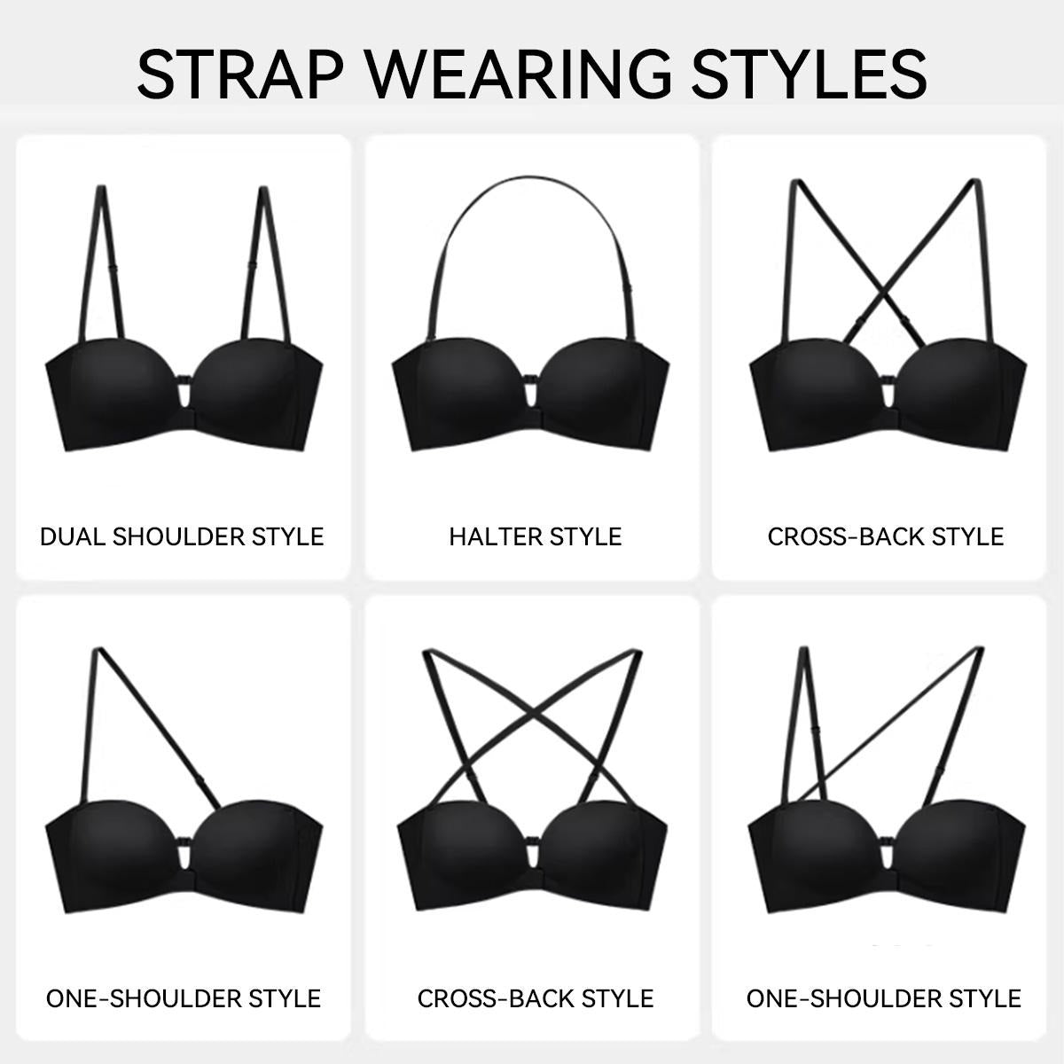 🎀 BQODQO® Invisible Lift Strapless Bra – Front-Closure Push-Up Support with Anti-Slip Grip
