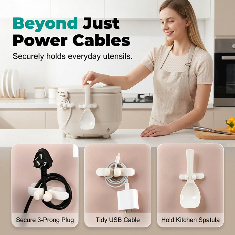 Self-adhesive silicone cable holder for home appliances
