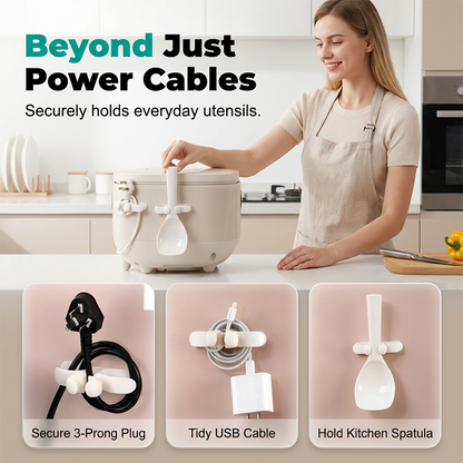 Self-adhesive silicone cable holder for home appliances
