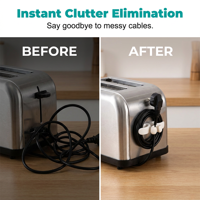 Self-adhesive silicone cable holder for home appliances