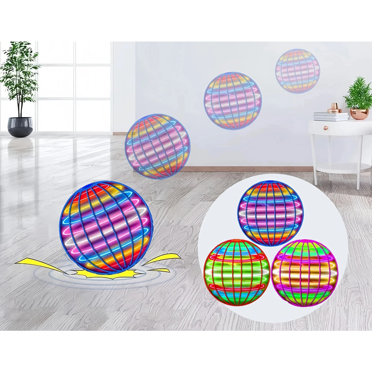 🌏  Flying Boomerang 𝐔𝐅𝐎 Spinner – Hand-Controlled 360° LED Hover Ball