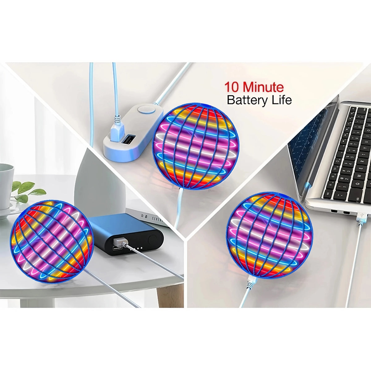 🌏  Flying Boomerang 𝐔𝐅𝐎 Spinner – Hand-Controlled 360° LED Hover Ball